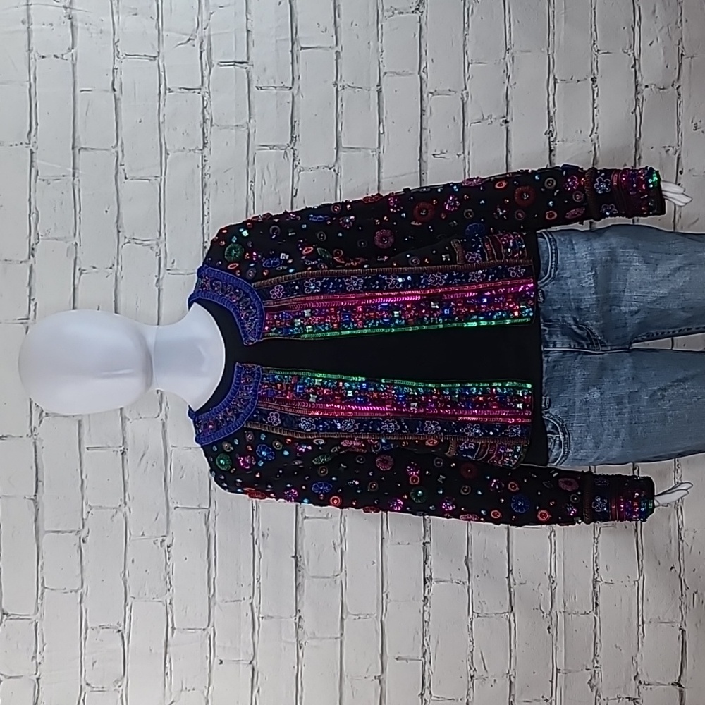 Tularosa Stunning Long Sleeve Open Front Georgina Beaded Party Dress Jacket NWT